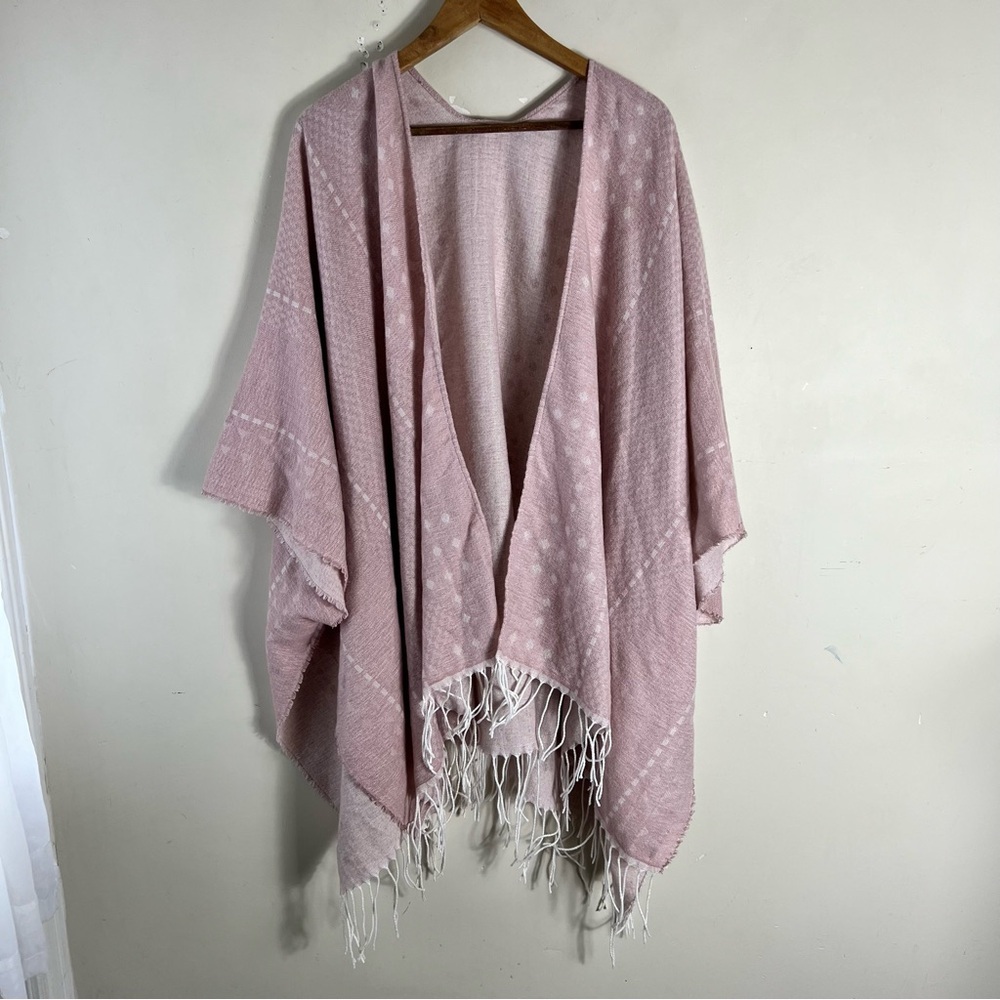 Gentle Fawn Pink Fringe Poncho Sweater - Picture 6 of 13